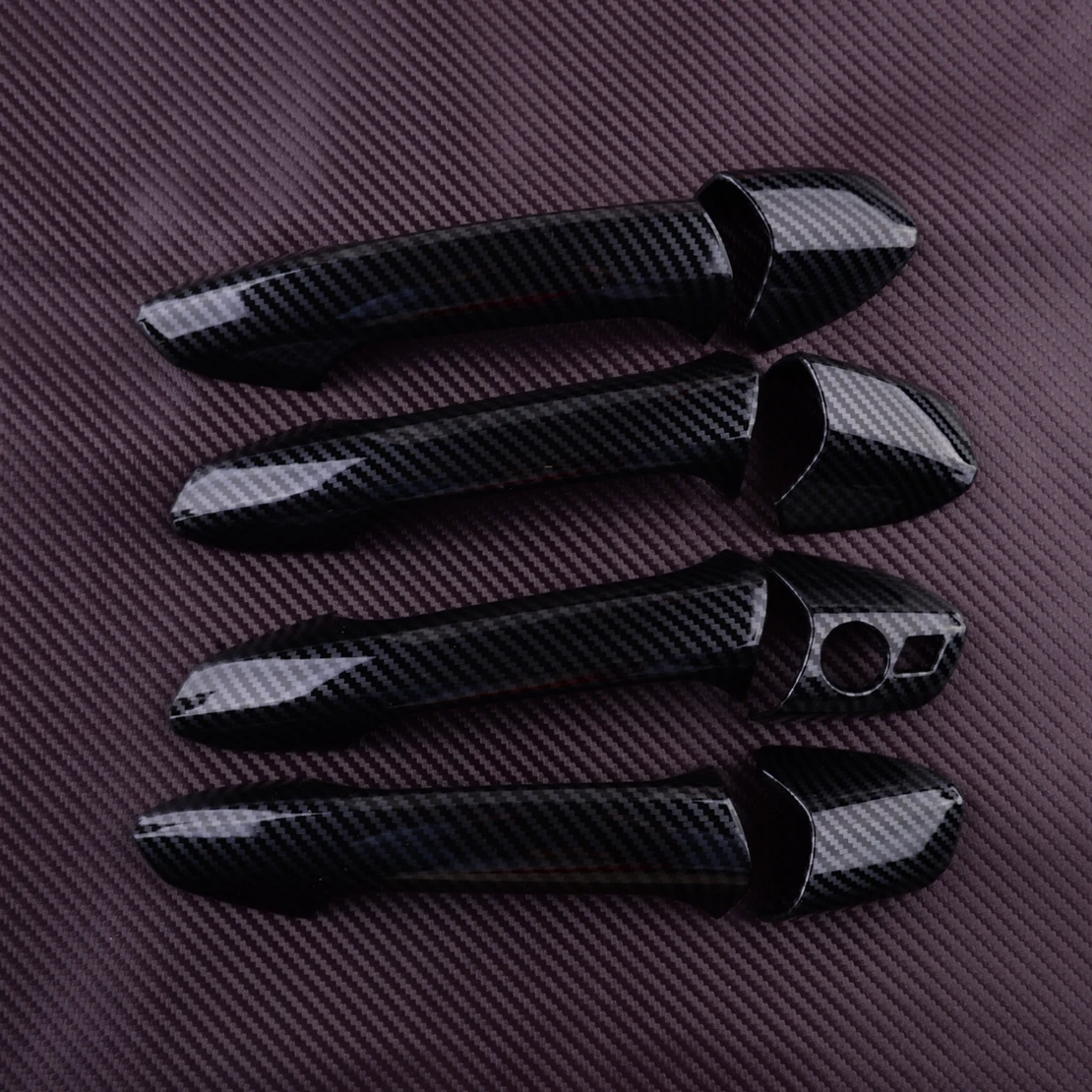 

LHD Black Car Exterior Door Handle Cover Trim Cap Set Carbon Fiber Texture Fit for Mercedes Benz W246 W204 W212 X204 W166 W117