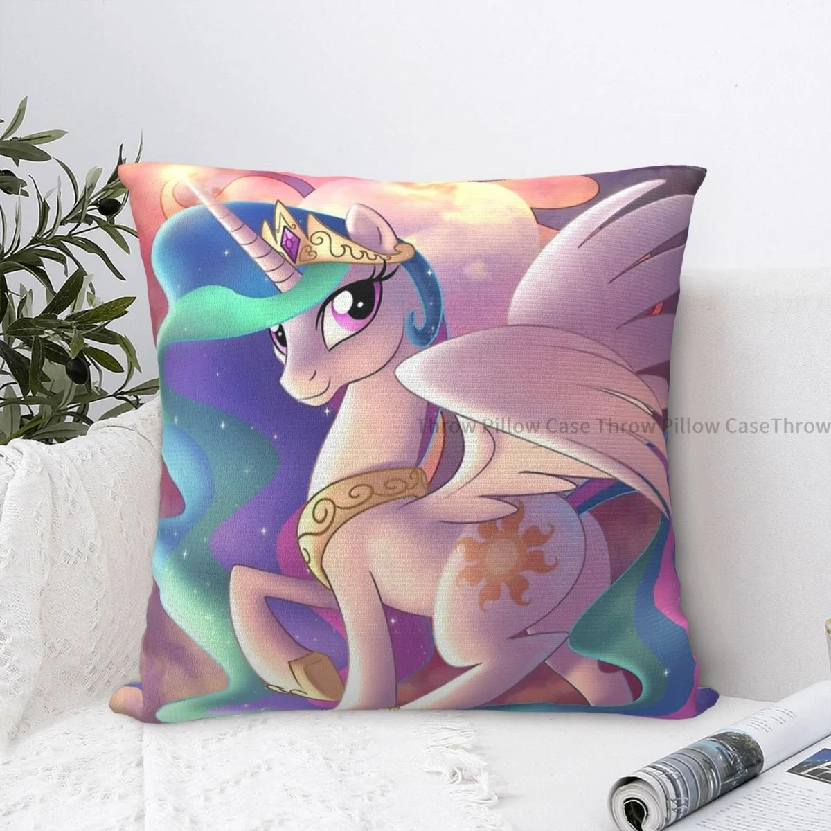 

Deity Of The Dawn Hug Pillowcase My Little Horse Ponny Backpack Cojines Home DIY Printed Office Throw Pillow Case Decorative