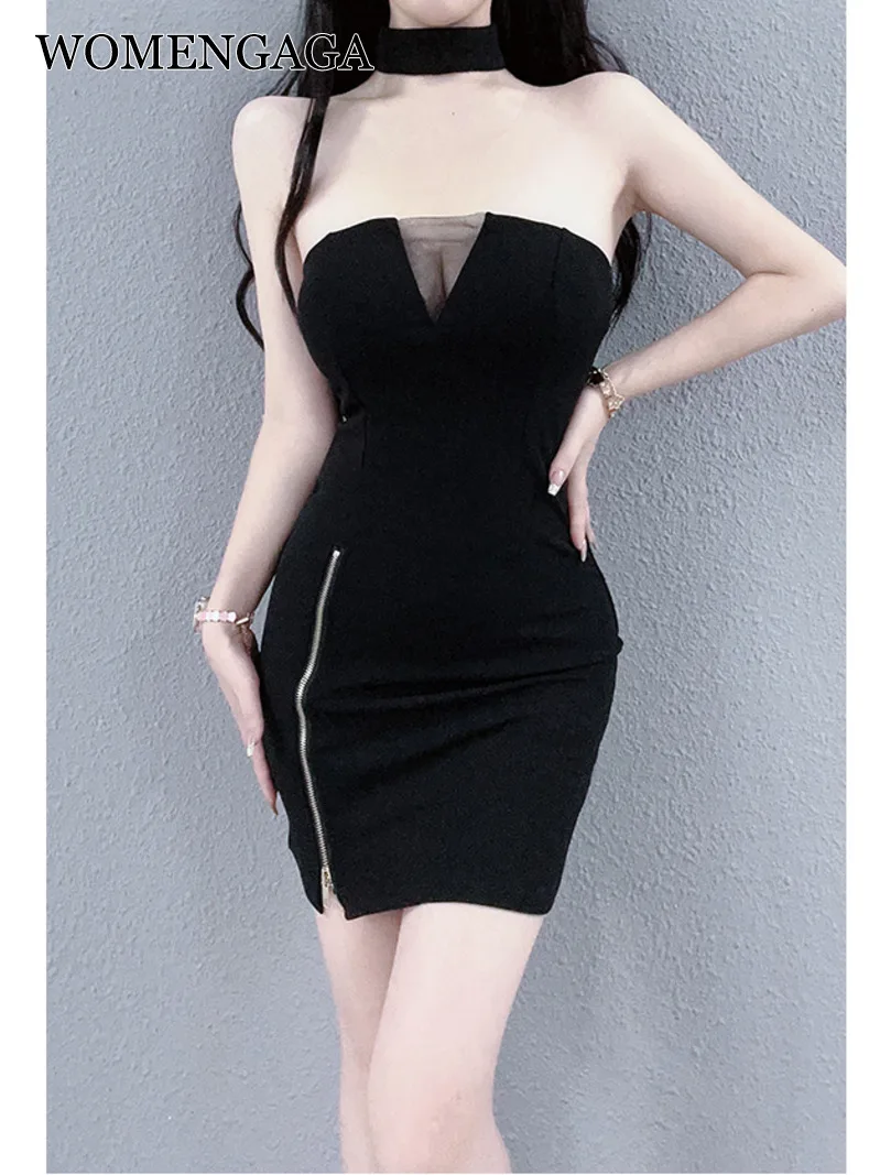 

Женское Сетчатое мини-платье с вырезом-лодочкой, прозрачное облегающее черное платье в Корейском стиле для ночного клуба, Y4SJ
