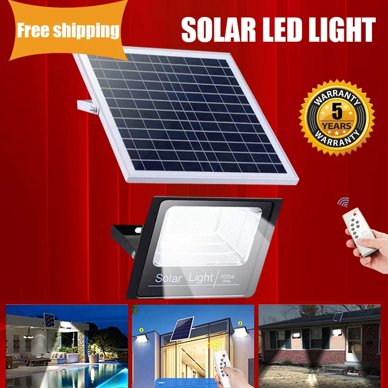 Solar Lamp Outdoor LED Light Remote Control Waterproof For Garden Exterior Street Landscape Spotlight Wall Solar