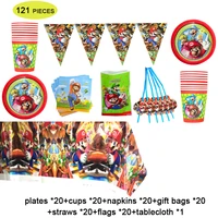 boys favors super bros birthday party supplies decorations flags disposable cup plates napkins tableware baby shower tablecloth