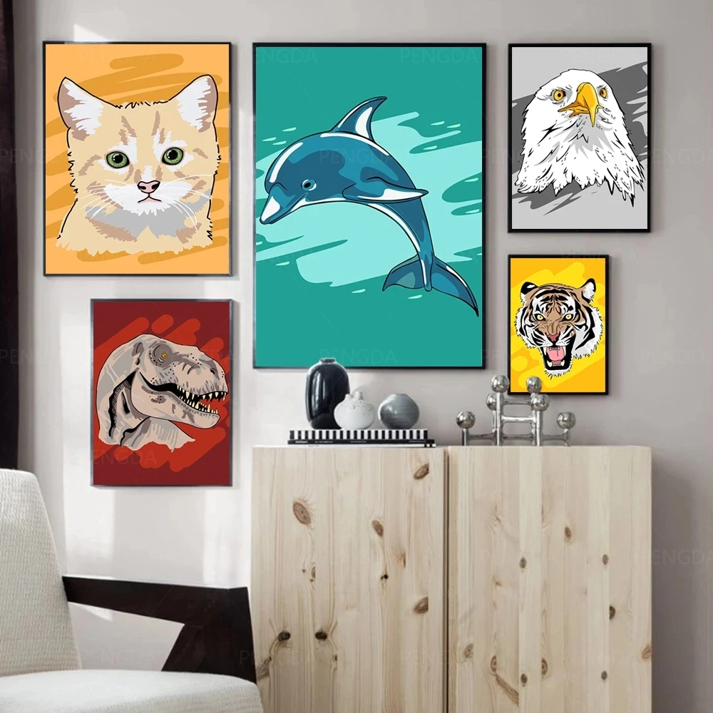 

Home Decoration Hd Prints Cats Painting Dolphin Pictures Wall Art Modular Canvas Animal Poster No Framework Bedside Background