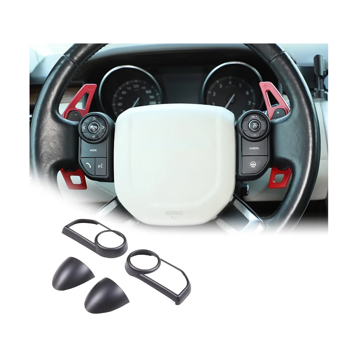 

Car Steering Wheel Button Frame Cover Trim for Land Rover Discovery 5 2017-2018 for Range Rover Sport 2014-2017 ,4PCS