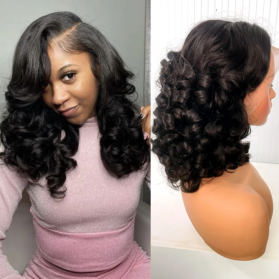 Фото Парик из натуральных волос 15A Super Double Drawn, с эффектом Loose Body Wave, 13x4, с кружевной передней частью, плотность 250%, черные вьетнамские волосы, парик с объемными кудрями Bouncy Curl Wave №5
