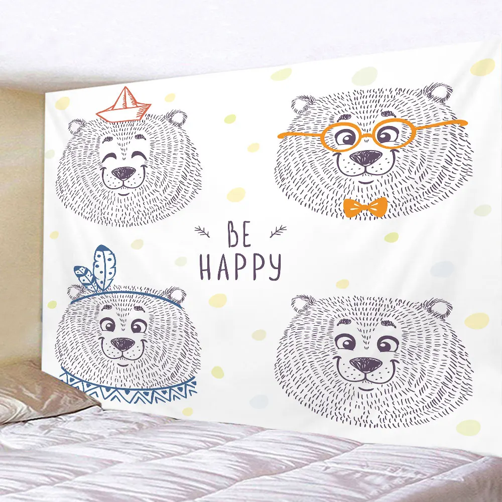 

Small Fresh Home Decor Cartoon Bear Little Dinosaur Tapestry Bedside Hanging Cloth Background Cloth Dormitory Bedroom Decor