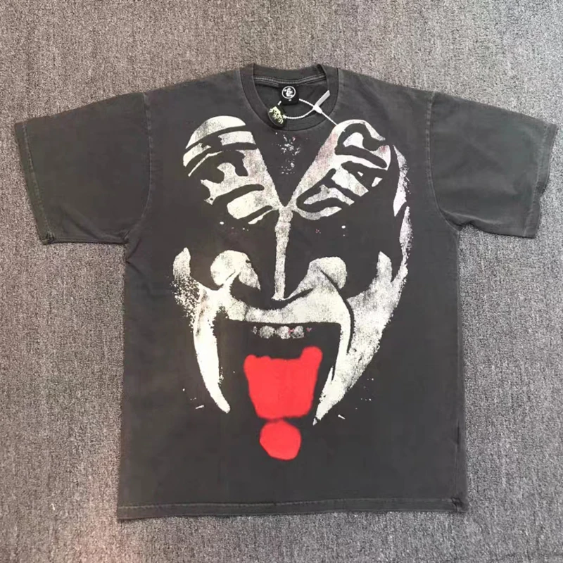 

Летняя новая футболка Hellstar с принтом дьявола и надписью, Повседневная Свободная Ретро футболка для мужчин и женщин с коротким рукавом, реал...