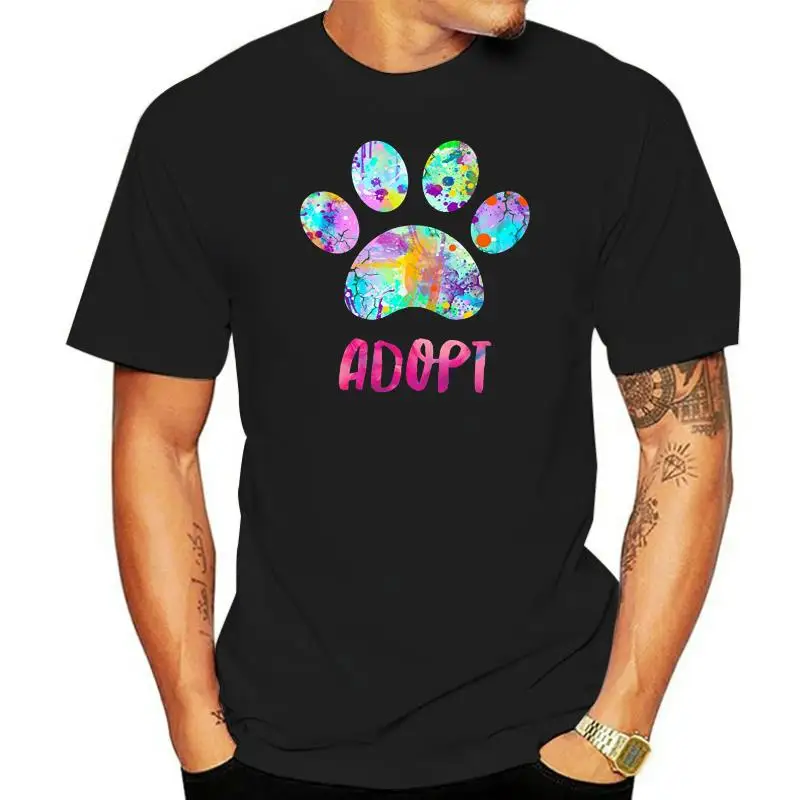 

Adopt A Dog T-Shirt, Watercolor Rescue Dog Paw Print Tee New Arrival Male Tees Casual Boy T-Shirt Tops Discounts Movie