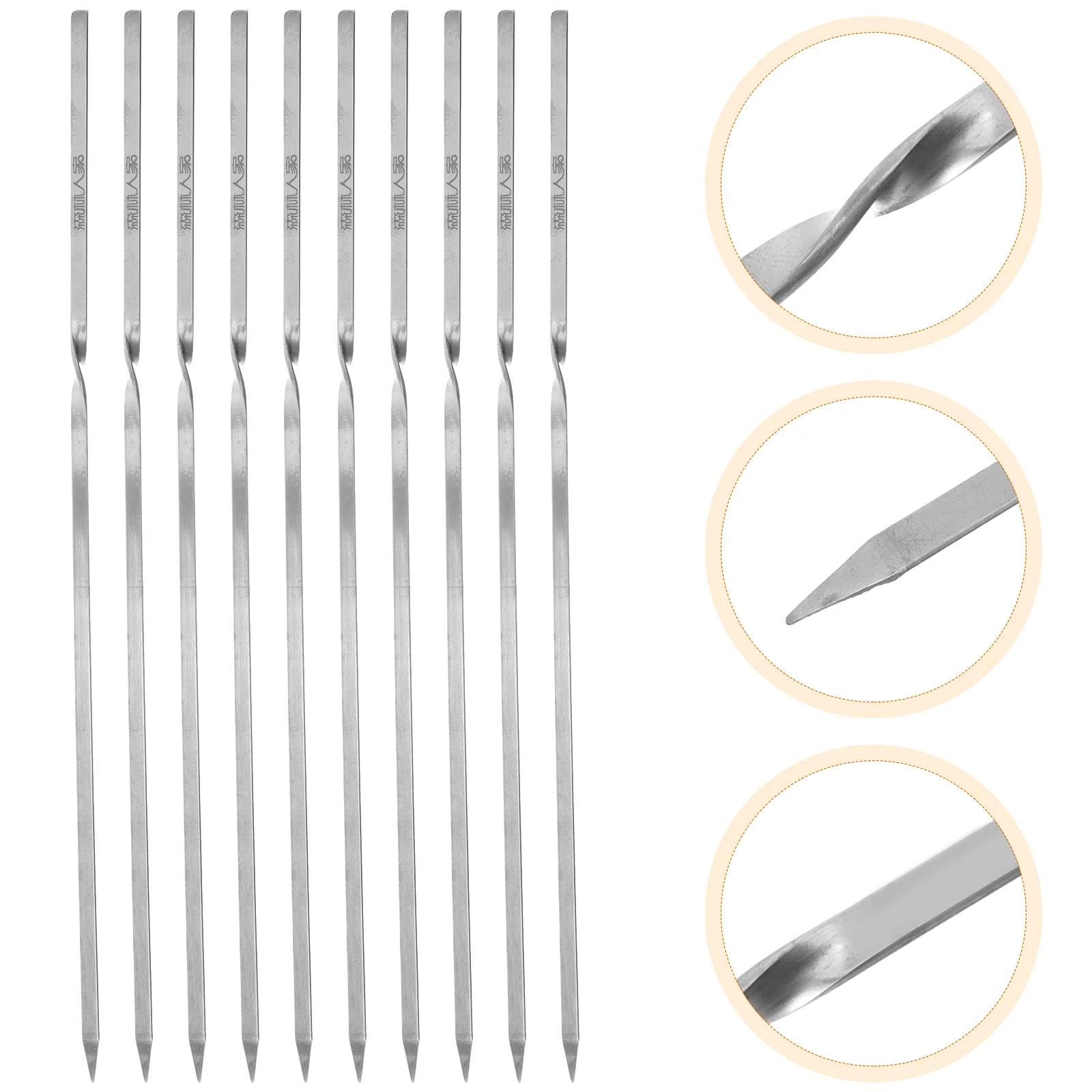 

10 Pcs Skewers Sticks Appetizer Crafts Kit Marshmallow Metal Grilling Stainless Steel