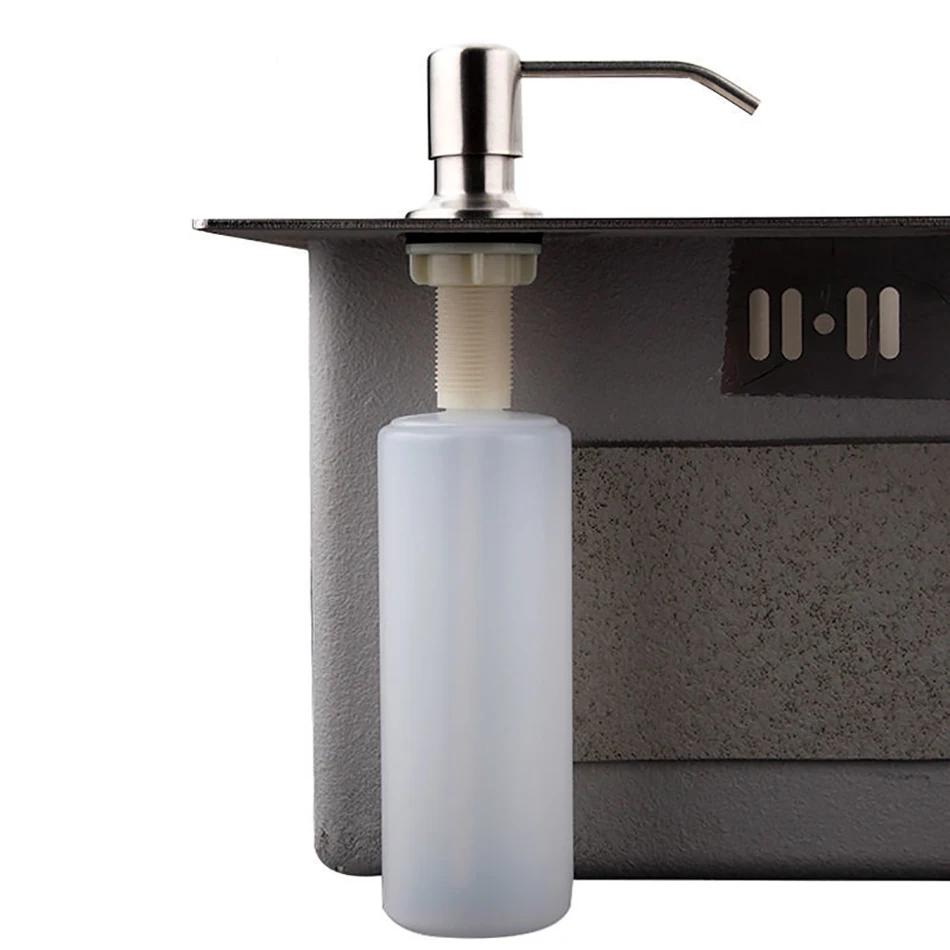 

Deck Mounted Kitchen 300ml Soap Dispensers Stainless Steel Pump Chrome Finished for Kitchen Built in Counter Top Dispenser