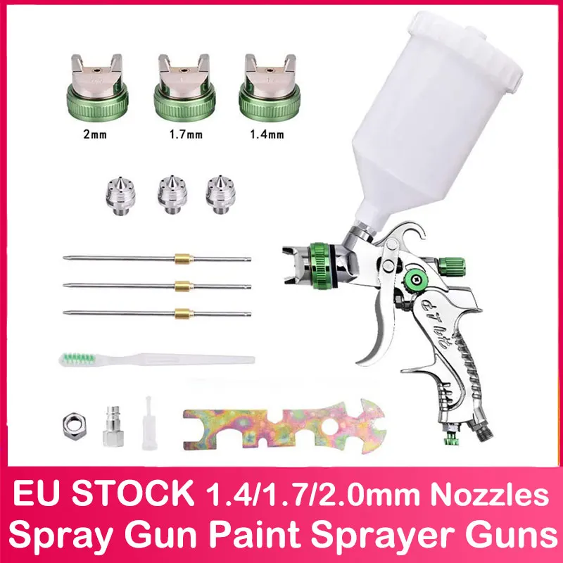 

Краскопульт HVLP 600 мл с 3 насадками 1,4 мм, 1,7 мм, 2,0 мм, профессиональный гравитационный краскопульт, краскопульты на водной основе