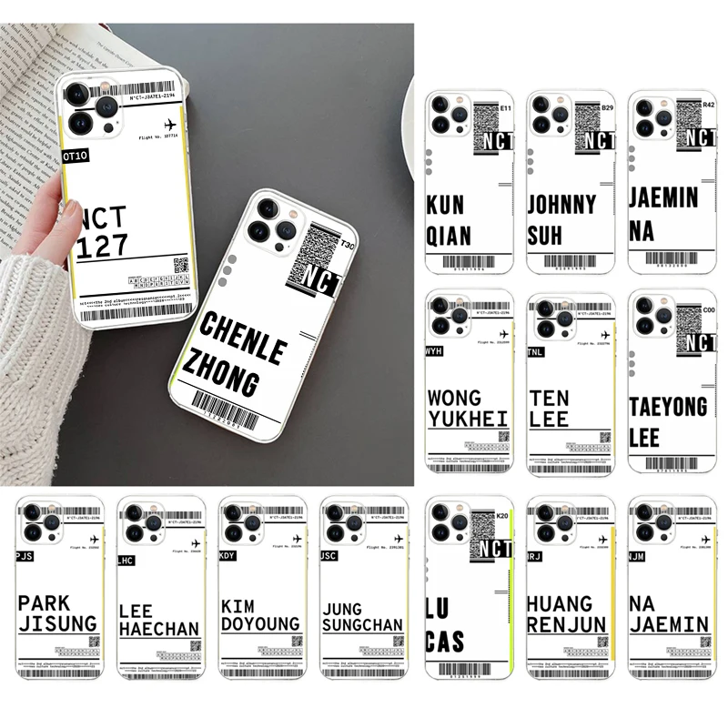 

Phone Case For iphone 14 13 12 11 Pro Max XS XR X 12mini 14 Plus NCT Plane Ticket Phone Case Funda Capa Cell