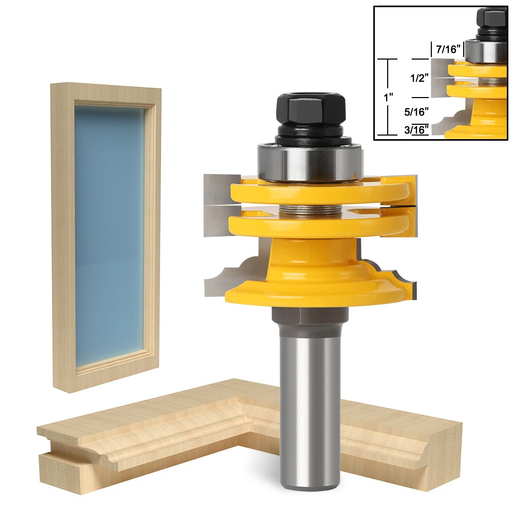 

LAVIE 1PC 8mm 12mm 1/2" Shank Glass Door Rail & Stile Reversible Router Bit Woodworking Milling Cutting for Wood Tool Bits 02014