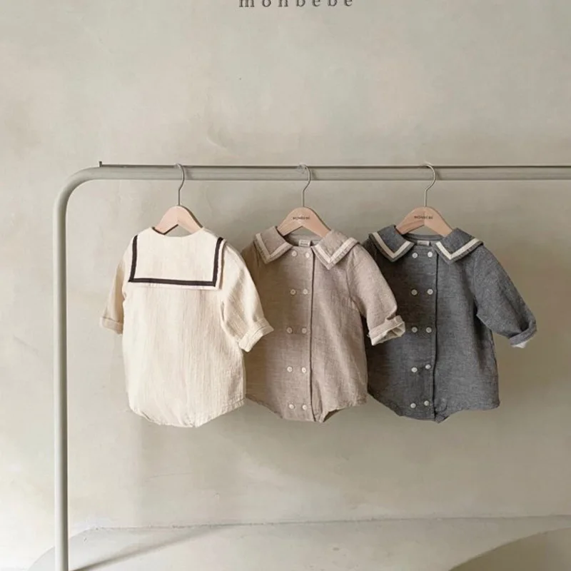 Детский комбинезон с длинным рукавом из хлопка и льна |