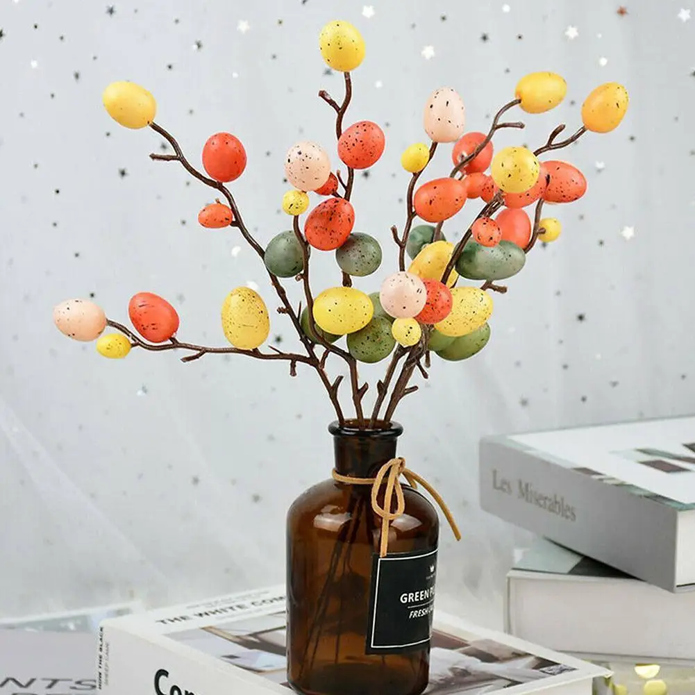

Easter Foam Egg Branch Tree Diy Rattan Wreath Painting Flowers Plant Kids Gift Easter Decoration For Home Party Table Decor P9w7