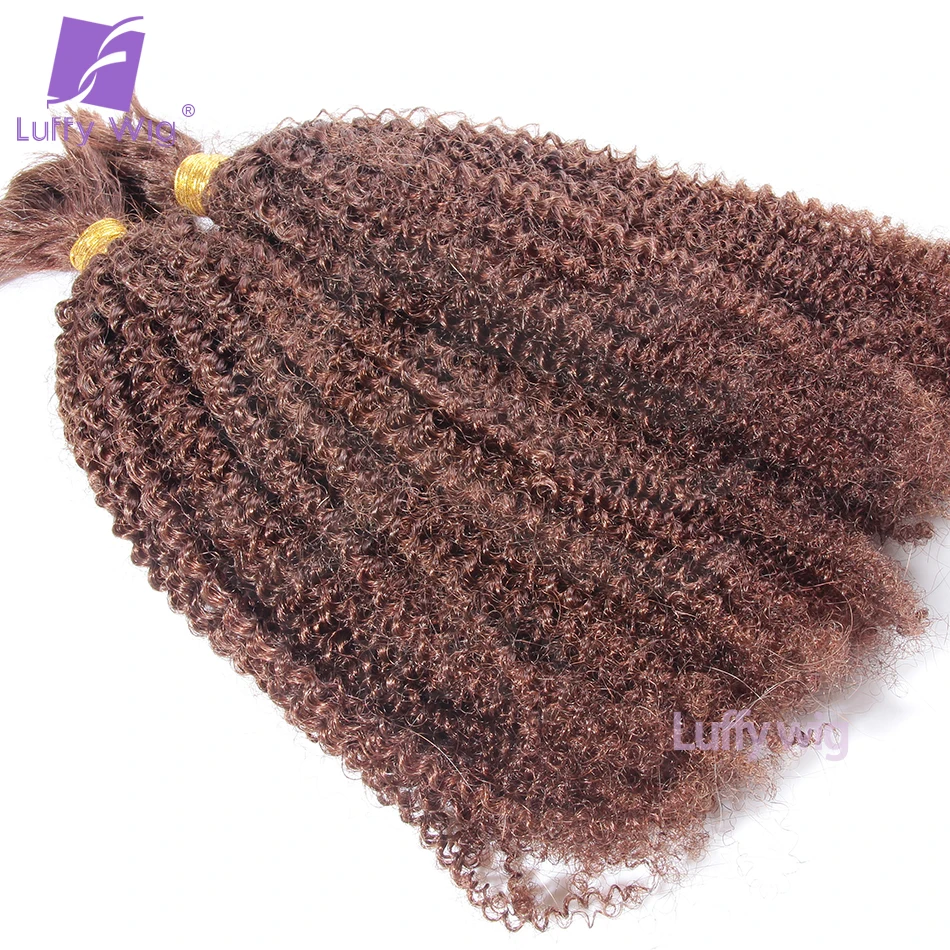 

Double Drawn Afro Kinky Curly Human Hair Bulk For Braiding Mongolian Remy Braids Hair Bundles 95-100g/lot #33 Blonde Luffy