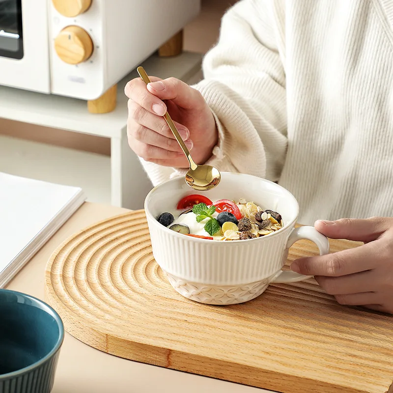 

Керамическая Ретро кофейная чашка в скандинавском стиле, простые бытовые чашки для овсяной муки большой емкости, чашки для завтрака, молока...