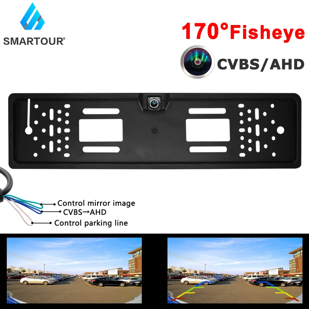 

European Car Number License Plate Frame Rear View Camera Fisheye Night Vision Reverse Backup Parking RearView Cam Auto Accessory