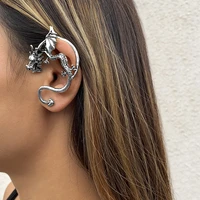 retro personalized three dimensional dragon earrings fashion versatile geometric alloy earbone clip earrings