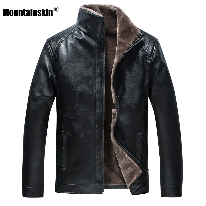 

Mountainskin New Leater Jacket Mens Winter Fleece Men's Tick Motorcycle windproof Warm Coat Male Fasion Brand Clotin SA800