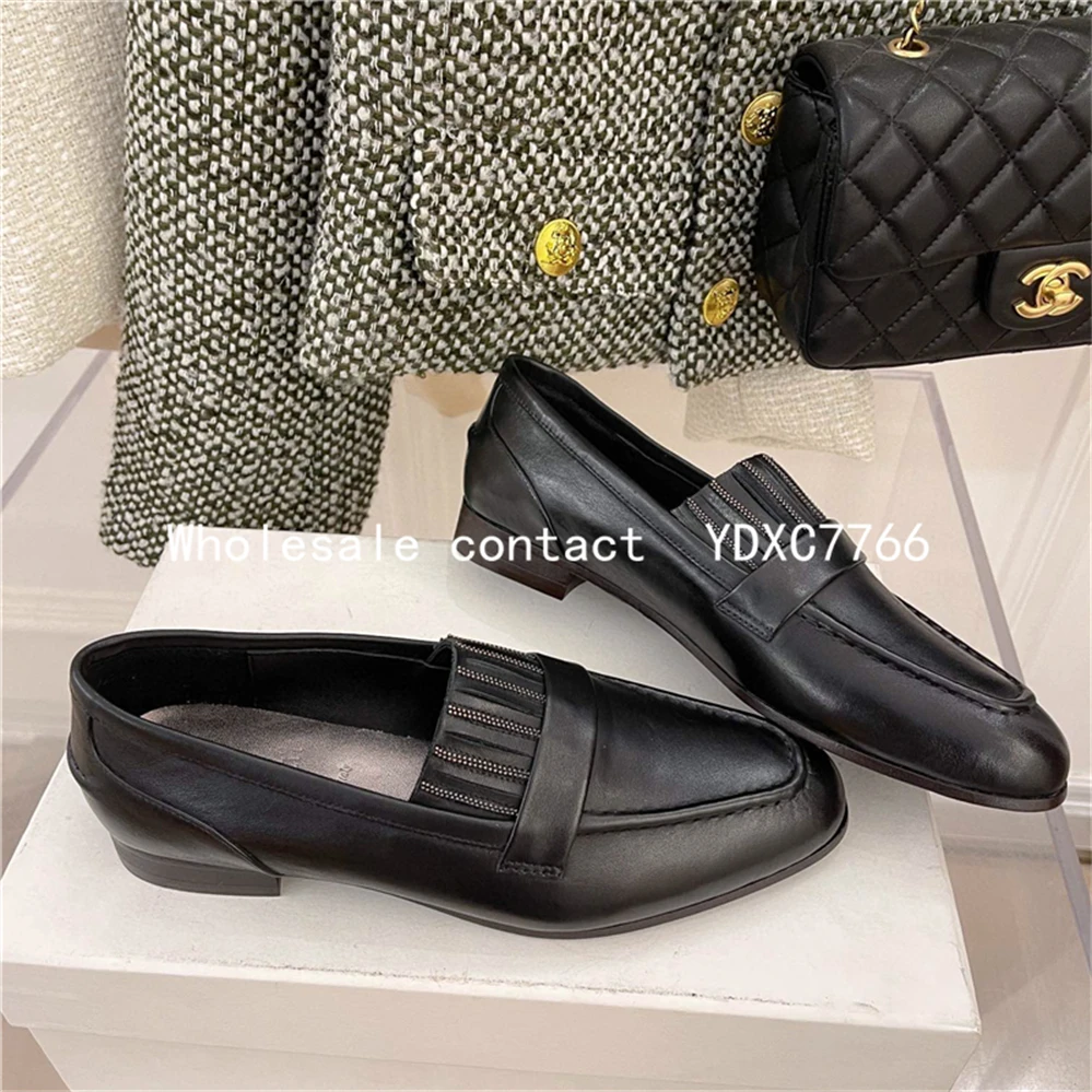 new retro love shoes leather European and American single shoes women's casual flat heel small leather shoes Loafers flat shoes