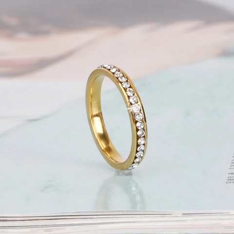 Кольца Hgflyxu из нержавеющей стали золотого и серебряного цвета для женщин и мужчин, блестящие свадебные кольца Стразы с кристаллами, оптовая продажа ювелирных изделий