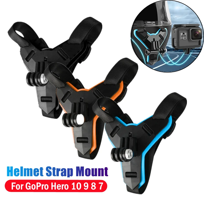 Helmet Strap Mount For Gopro Hero 10 9 8 7 6 5 4 3 Motorcycle Riding Bracket Holder Sports & Action Video Cameras Accessories
