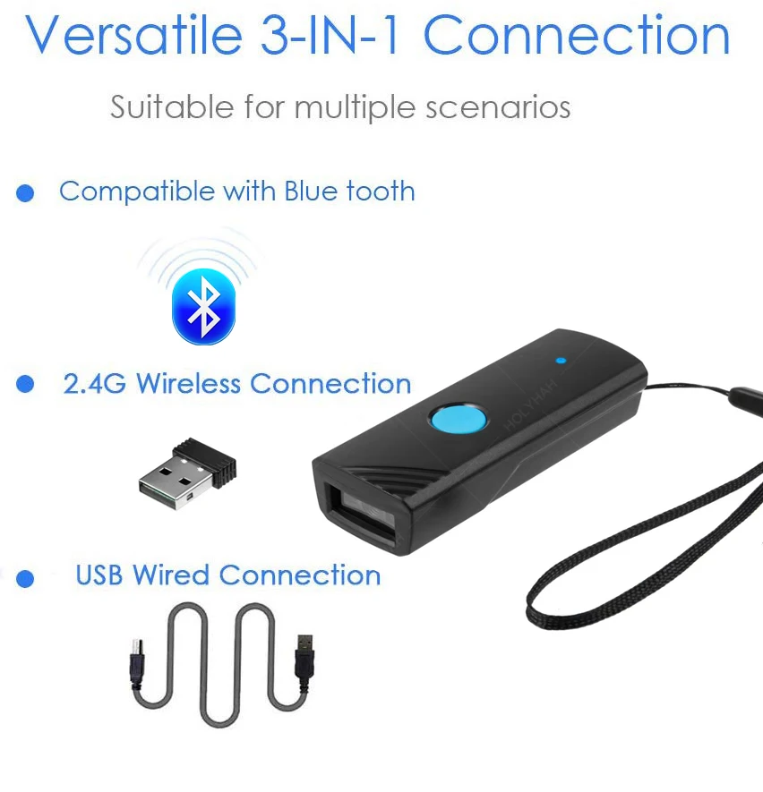 Фото Беспроводной портативный 2D сканер штрих-кодов M3D Mini Bluetooth для чтения 1D, QR, Data Matrix, PDF417 с функцией хранения данных №3