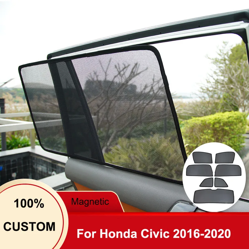 

Магнитный козырек для боковых окон для Honda Civic 2020, 2019, 2016, 2017, 2018, автомобильный солнцезащитный козырек, козырек, солнцезащитный козырек 2022