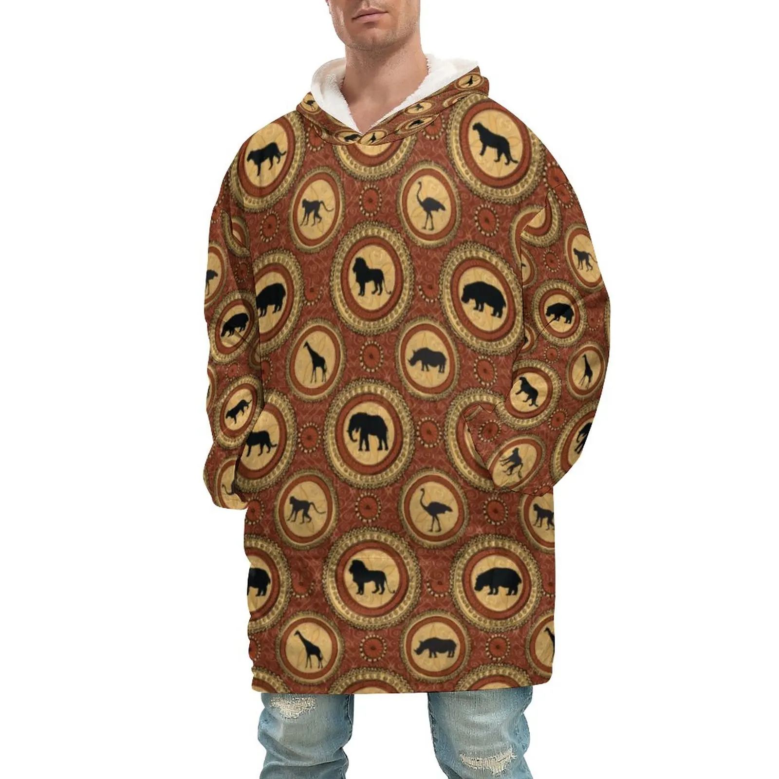 

Мужские фланелевые одеяла с капюшоном и карманом