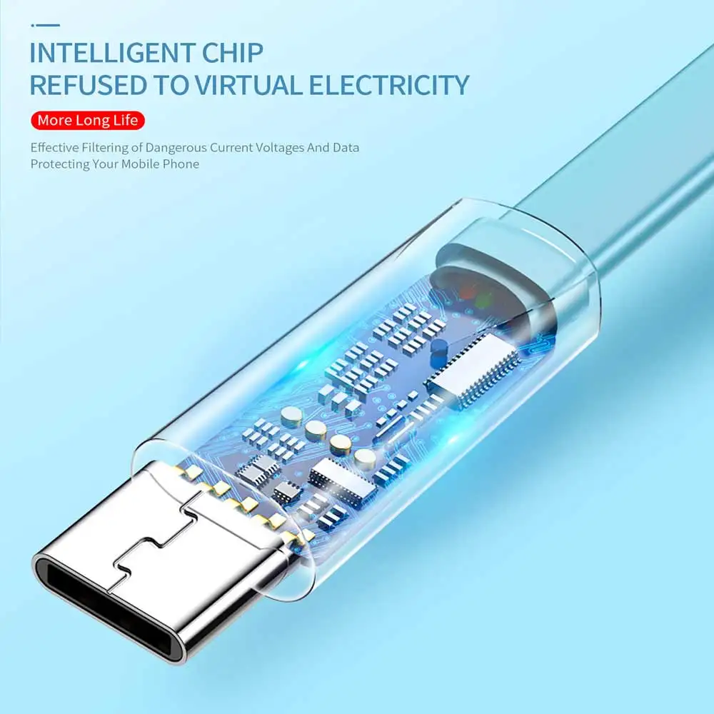 USAMS 3pcs U2 1.2m 2A Flat USB A to Lightning Type C Micro USB Phone Cable For iPhone Huawei Xiaomi Samsung Data Sync Cable