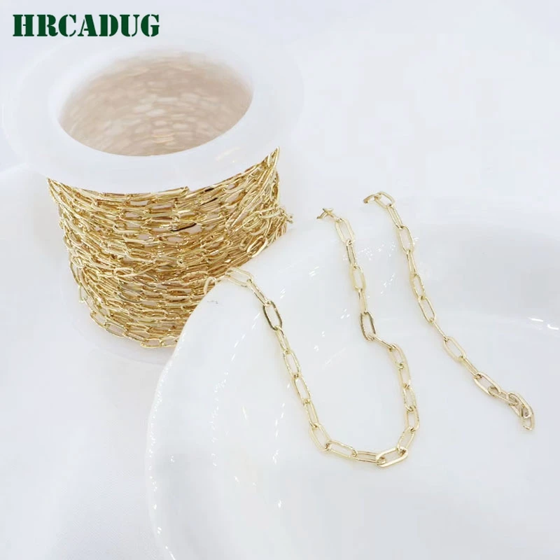 Women's Necklace Chain 18K Gold Plated Brass Metal Rectangular Clavicle Chains For DIY Jewelry Making Accessories Gift Component