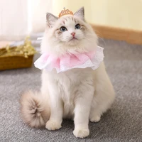 sweet lace cat bibs collar bow white lace bell soft fashion pet dog bandana ragdoll cat wedding saliva towel towpet accessories