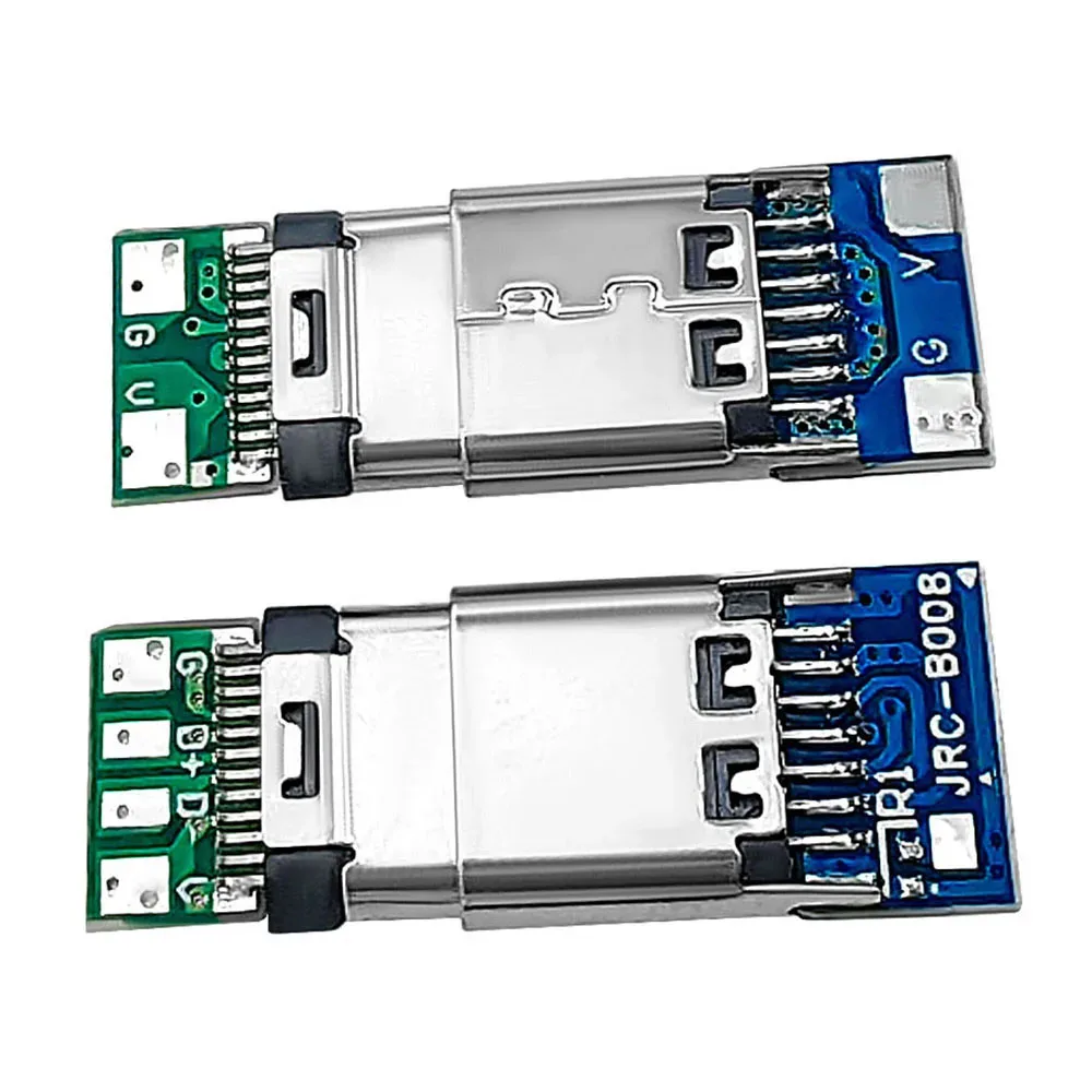 Фото Разъем USB 3.1 Type-C (12-контактный женский, 24-контактный мужской) с адаптером для пайки проводов и кабелей, поддержка печатных плат №3