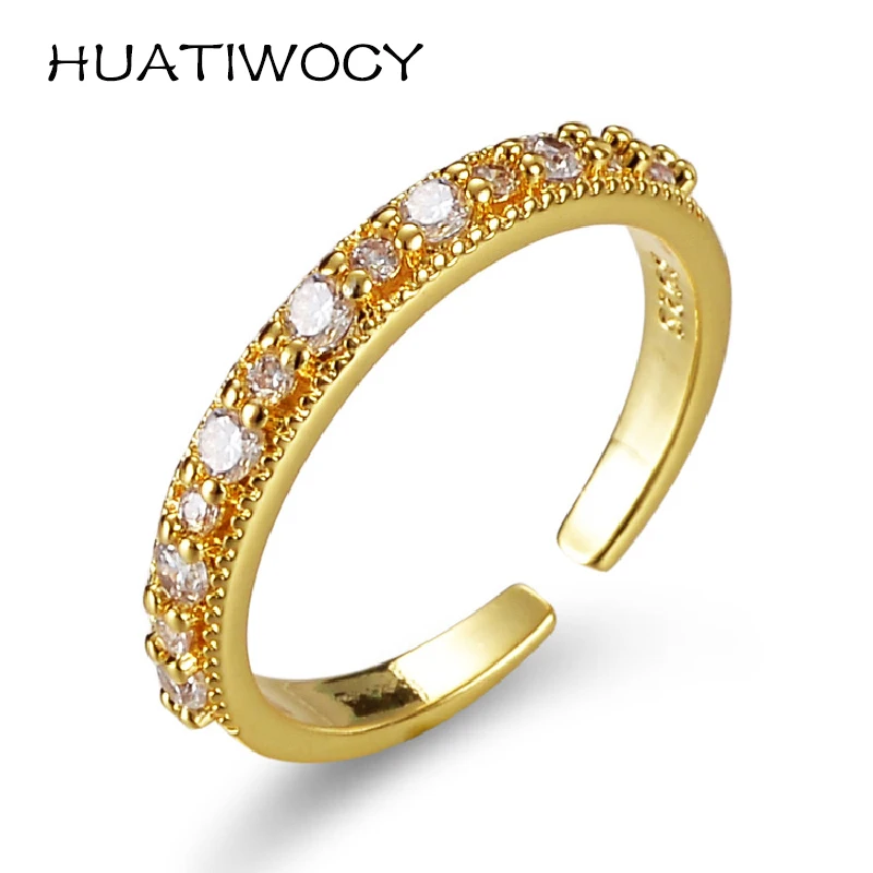 

HUATIWOCY Classic Zircon Ring 925 Silver Jewelry Accessories for Women Wedding Engagement Party Gift Gold Color Finger Rings