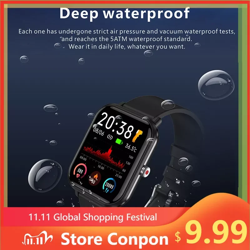 

Newest Smartwatch Body Temperature Detection Fitness Tracker Watches Bluetooth Weather Forecast IP68 Waterproof Smart Watch