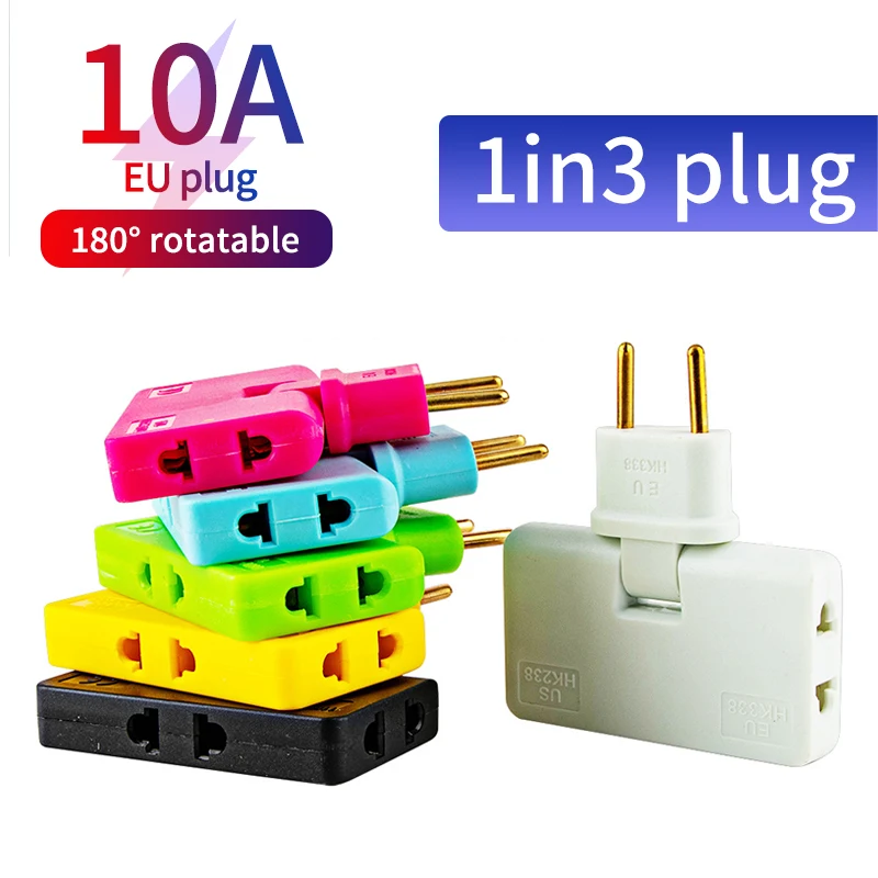 EU Travel Aapter 10A 1 In 3 Out To European Socket Electric Plug France Germany Russia Italy Spain Prague Denmark CE Certificate