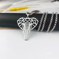 elephant men necklace stainless steel necklace womens animal abstract geometric pendant box chain punk fashion jewelry