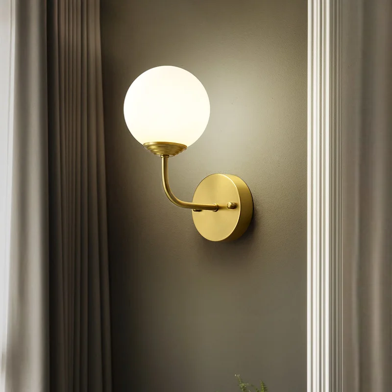 Modern Copper Wall Lamp Minimalist Living Room Hall Aisle Corridor Bedside Indoor Warm LED Light Fixtures On The Wall