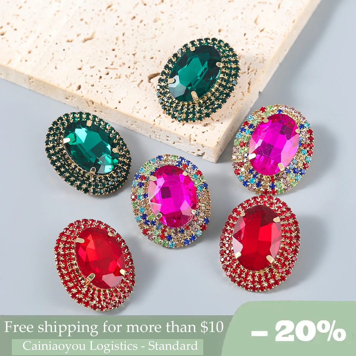 

2022 New Multicolored Sparkling Rhinestone Earrings Female Dinner Party Fashion Jewelry Accessories