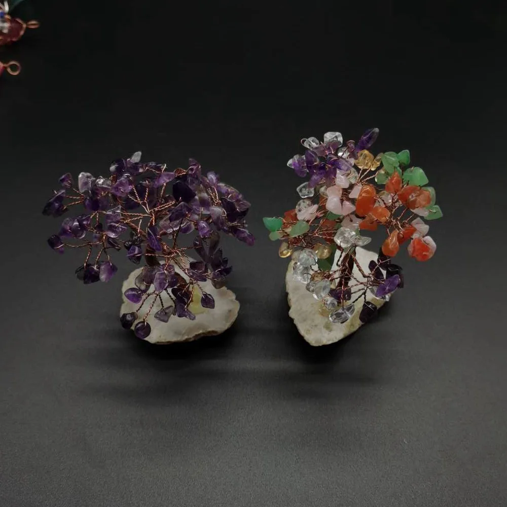 Камень хрусталь агат дерево удачи чистые ремесла ручной работы здоровье рейки