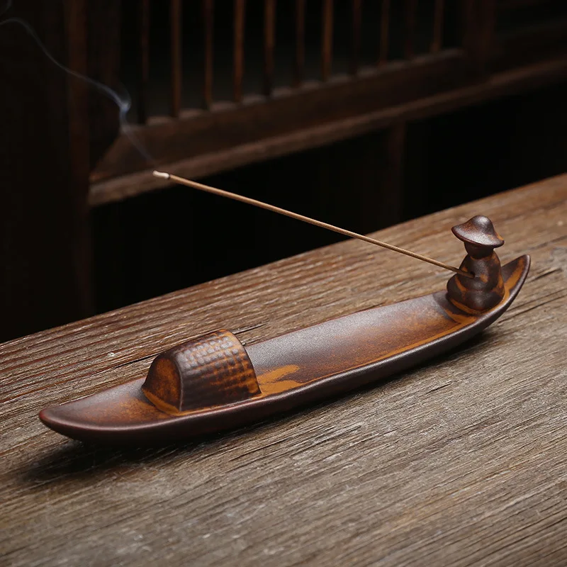 

Zen Fishing Old Man Ceramic Incense Burner Ceramic Incense Stick Multifunctional Backflow Aromatherapy Stove Sandalwood Creative