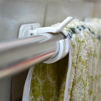 2pcsset home adjustable fixed clip bracket hanging rod holder towel holder curtain rod clip hanging rack