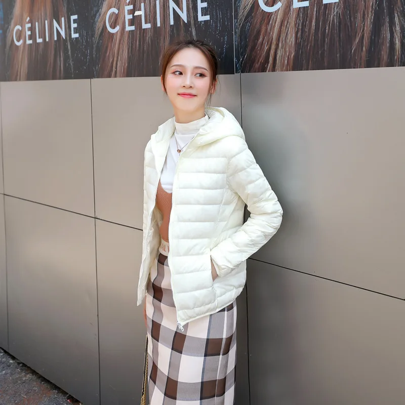 Women Solid Colors Zipper Oversized Hooded Jackets Autumn Witner Casual Commute Overwears New Fashion Warm Light Short Down Coat