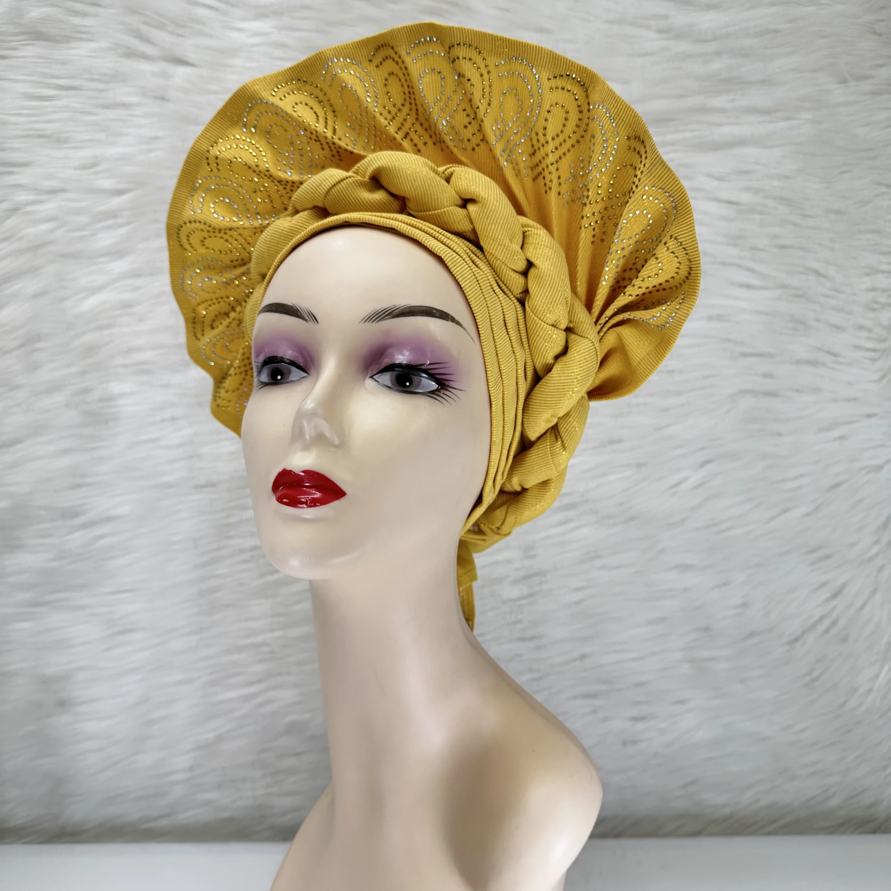 

Элегантный высококачественный шлем в африканском стиле с искусственной Нигерией, повязка на голову, тюрбан, головной платок, головной убор, новые головные уборы