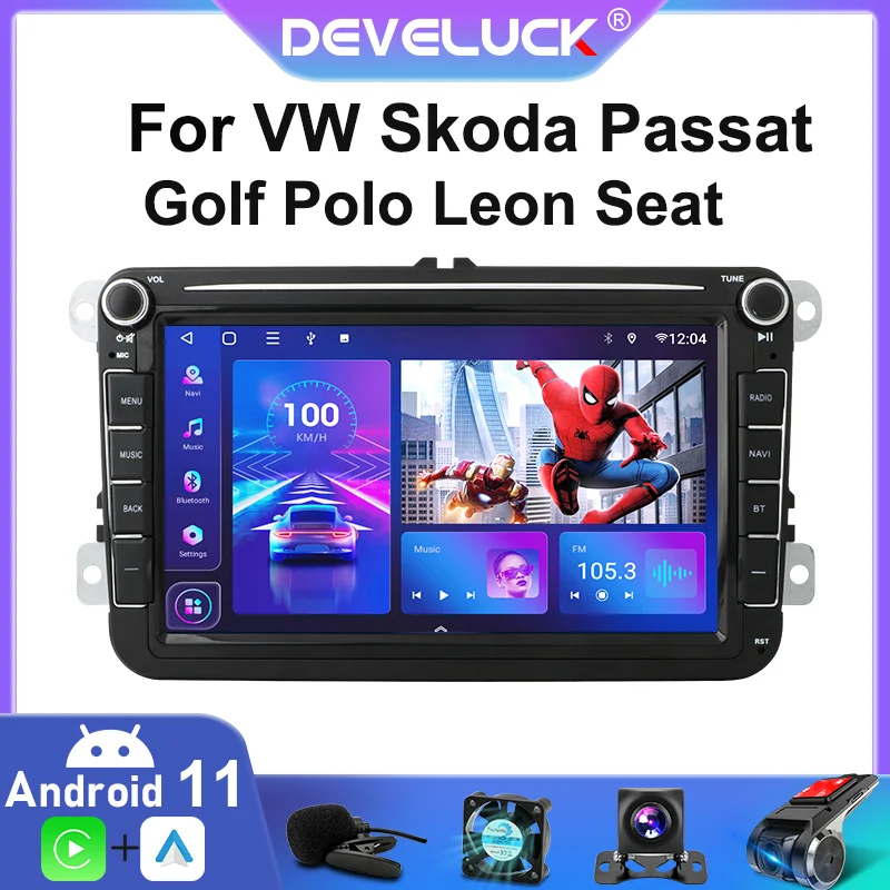 2 Din Android 11 для Volkswagen VW Skoda Octavia Passat Tiguan Touran GOLF POLO автомобильное радио мультимедийный