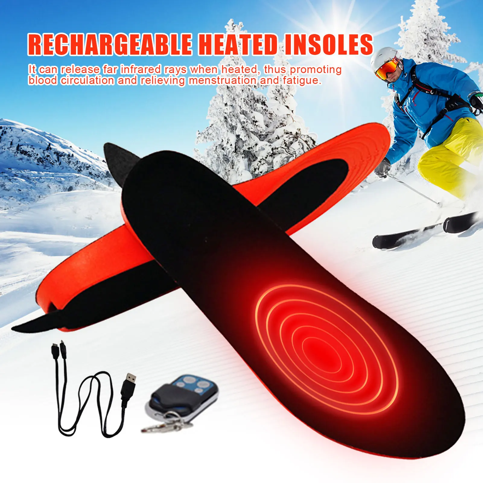 

2200mA Rechargeable Heated Insoles Remote Control Wireless Foot Warmer
