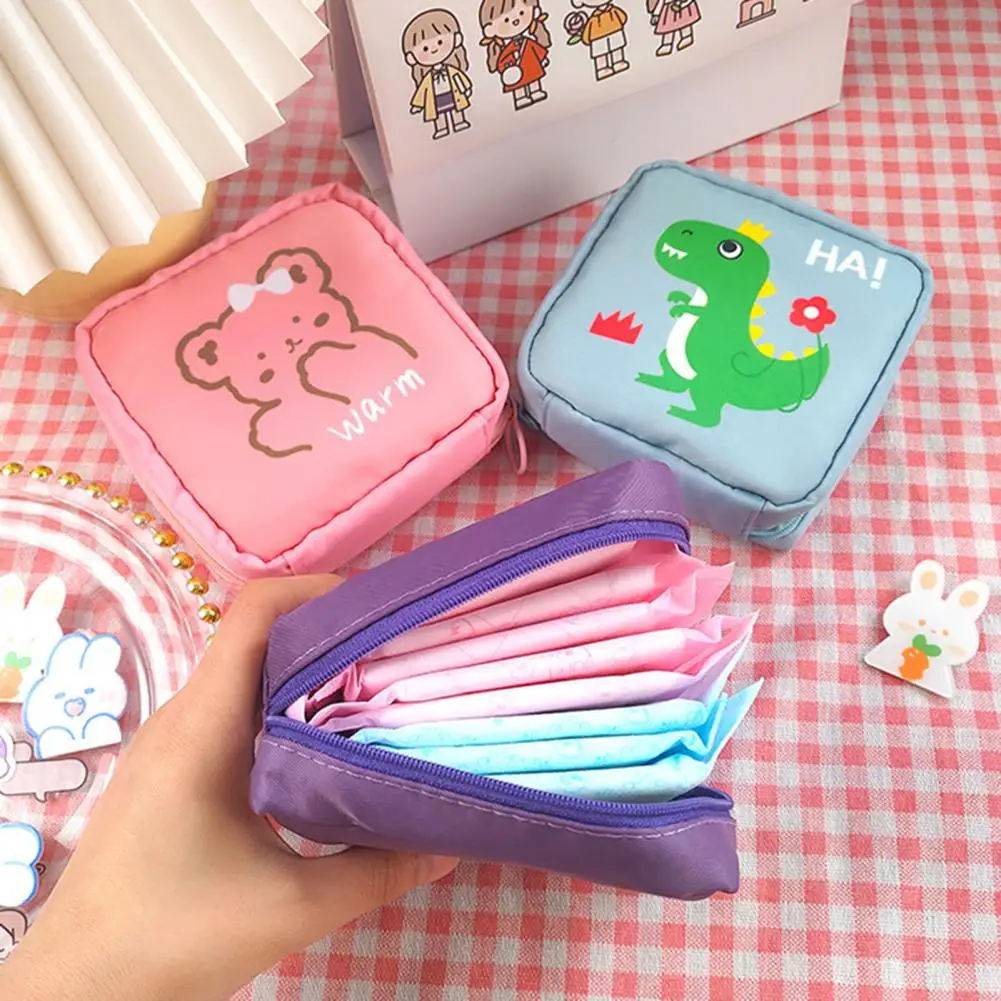 

Useful Period Bag Square Portable Dinosaur Bear Printed Menstrual Pouch Tampon Pouch Tampon Holder