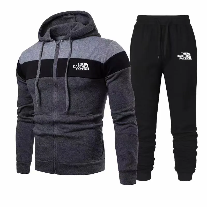 

Tracksuit Men Zipper Hoodies Sweatshirt+Sweatpants Suit New Brand Autumn Winter Warm Streetwear Sports Sets Men's Hooded Outwear