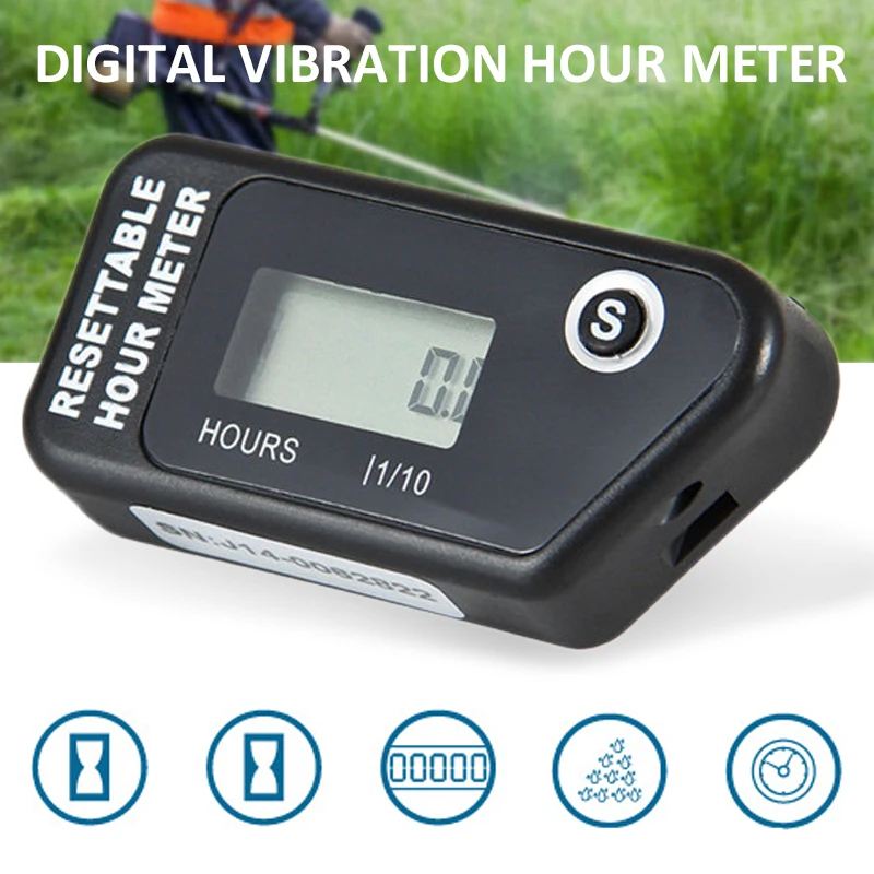 

1Pc New Arrivals LCD Boat Digital Vibration Activated Hour Meter Motorcycle Hour Meter Lawn Mower Timer