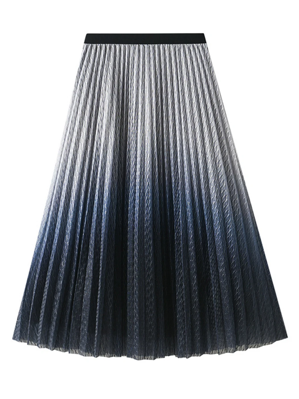 

Jyate New Dot Gradient Midi Skirts Woman Spring Elastic Waist Three Layer Falda Retro Classic Loose Office Lady Pleated Skirt